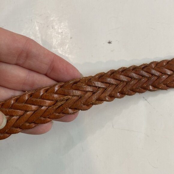 Banana Republic Braided Leather Belt, Brown Cognac, Brass Buckle size large - Picture 10 of 13